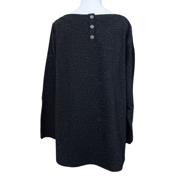 SOFT SURROUNDINGS Long Tunic Top Shirt 2X Faux Leather Trim Boxy Lagenlook Black - Picture 12 of 12